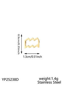Detailed macro view of gold-tone geometric zodiac pendant with dimensions 0.9cm by 1.3cm