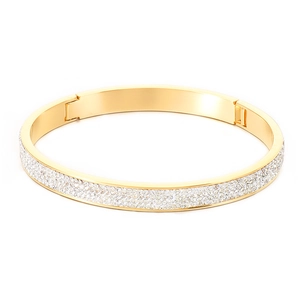 Bracelet luxueux en acier titane doré avec pavé de zircons étincelants