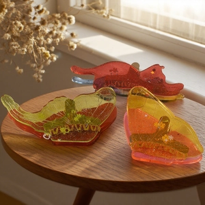 Barrettes à cheveux artisanales en résine forme animaux et papillons avec paillettes