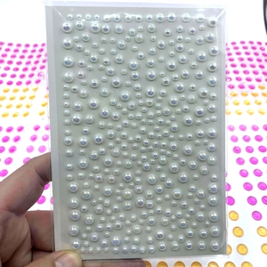 Self-adhesive white half-round imitation pearl stickers for nail art and DIY decoration