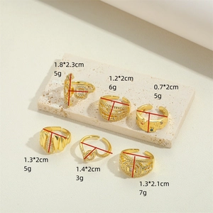 French vintage 14K gold plated irregular geometric open rings with size and weight info