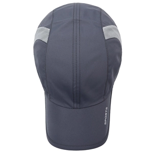 Deep grey breathable quick-dry sports baseball cap with mesh panels and sports logo