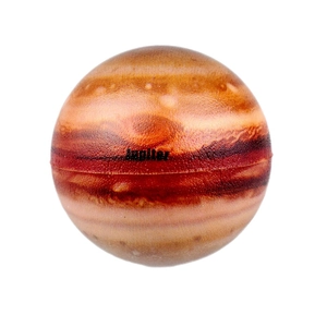 Detail of Jupiter squeeze toy with realistic orange and brown atmospheric band texture