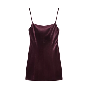 Velvet Camisole Mini Dress Sleeveless Backless Sexy Party Club Short Dress For Women Purple