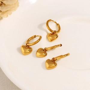 Minimalist Stainless Steel Heart Hoop Earrings For Women PVD 18K Gold Plated Fashion Geometric Love Drop Earring Gift