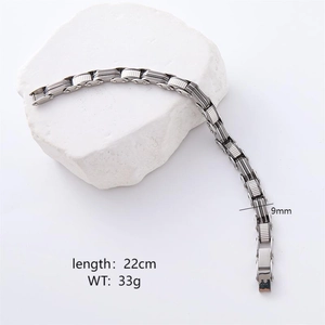 Industrial silver stainless steel bicycle chain bracelet for men with saw-tooth pattern