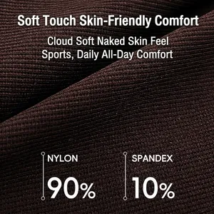 Dark brown ribbed knit yoga set in high-stretch 90% nylon and 10% spandex fabric
