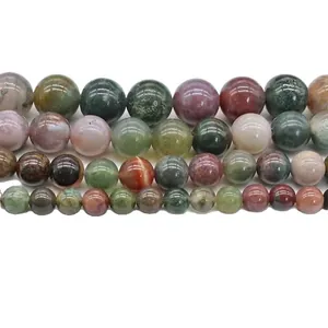 Mixed color natural Indian Agate round beads with smooth polished surface for jewelry making