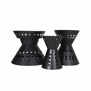 Three-piece set of matte black geometric hollow floral buckets in various sizes