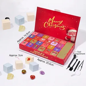 Christmas 24-day advent calendar gift box with assorted natural minerals and crystals