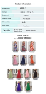 Size chart for floral backless summer maxi dress with material and color options