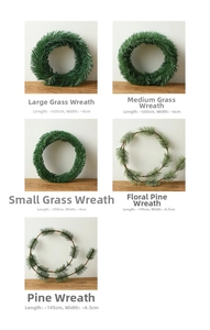Detailed size comparison of 5.5m dense Christmas pine garlands in various widths