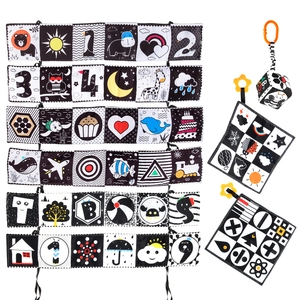 Black and white high-contrast soft cloth book set for newborn sensory development