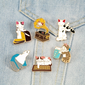 Cute Cartoon Cat Polar Bear Enamel Brooch Pins For Clothing Bags Hats Alloy Animal Badge Fashion Jewelry Accessories Gift For Kids Women