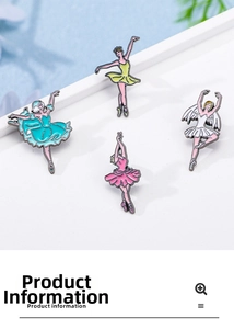 Set de cuatro broches de bailarina en esmalte de colores con diversas poses y trajes