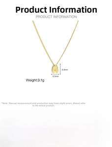 Detailed size chart for 18k gold plated brass balloon letter A pendant necklace