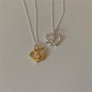Elegant 925 sterling silver heart pretzel knot necklaces in gold and silver finishes