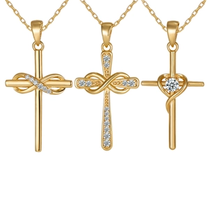 925 Sterling Silver Moissanite Cross Necklace Infinity Heart Pendant For Women Fashion Religious Jewelry Gift