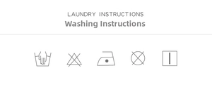 Laundry instructions showing international care icons for printed flare sleeve dress