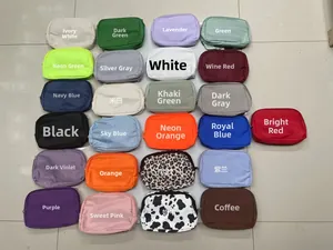 Selection of nylon waist bags in 25 assorted solid colors and trendy animal patterns