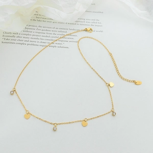 Elegant 18K gold-plated heart necklace with sparkling zircon tassels and fine chain