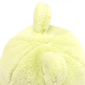 Fuzzy light green faux fur teddy bear bucket hat with soft plush texture for winter warmth