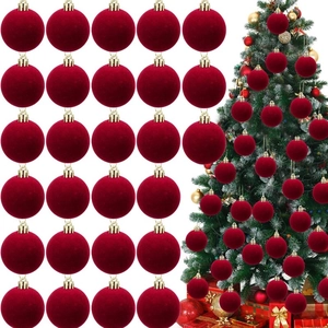 Christmas Ball Ornaments Flocking Velvet Texture Hanging Pendants For Xmas Tree Decoration Holiday Party Festive Home Decor