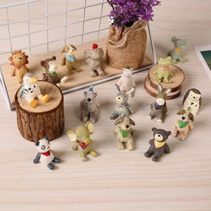 Adorable resin animal miniatures for succulent planters and tabletop garden decor
