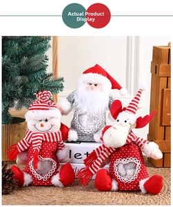 Three-piece Christmas plush doll set with heart-shaped window for candy or gifts