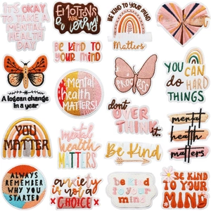 Inspirational Motivational Quotes Embroidered Patches Mental Health Theme Fabric Iron On Appliques DIY Clothing Bags Decoration