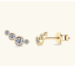 Detail of S925 sterling silver gold earrings featuring four stones in a gradient layout