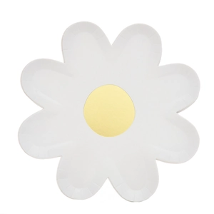 Daisy shaped eco-friendly paper plates for birthday parties and picnic table decorations