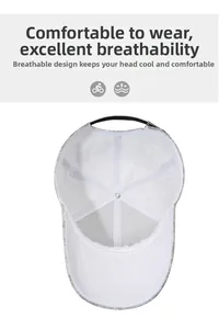 Close-up of baseball cap interior showing white lining, stitching, and metal buckle