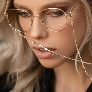 Elegant Gold Plated Copper Alloy Cross Links Glasses Chain Non-Slip Eyeglass Lanyard Holder Retro Chic Accessory