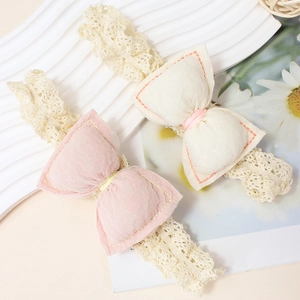 Baby Headband Elastic Lace Bowknot Cotton Fabric Handmade Soft Hair Band For Newborn Infant Toddler