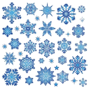 Holographic blue snowflake static window stickers for Christmas and New Year glass decor