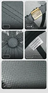 Detail view of quick-dry mesh cap with metal buckle and reinforced stitching