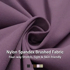 Soft brushed purple yoga set fabric with four-way stretch and premium knit texture
