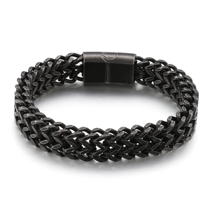 Men's punk style stainless steel keel chain bracelet with magnetic clasp in retro gunmetal