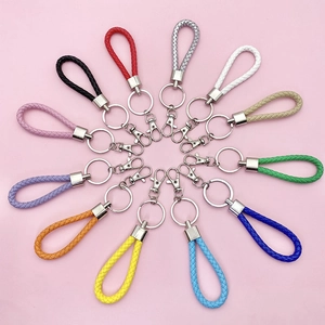 Braided Woven PU Leather Keychain With Alloy Lobster Clasp And Key Ring For Car Keys Bag Hanging Ornament Unisex