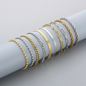Chic multi-style titanium steel bracelet set in gold and silver finishes for women