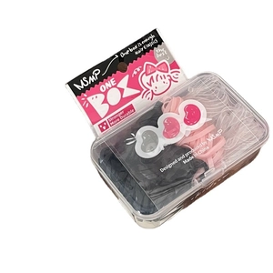 Elastic colorful hair ties set in a transparent box for kids featuring cream colors