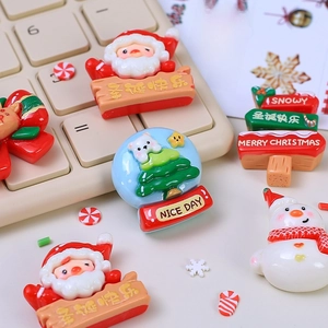 Christmas resin DIY charms set with Santa, snowmen, and trees for hair accessories