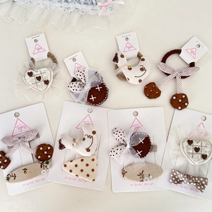 Kids Hair Clips And Hair Ties Fabric Lace Mesh Sweet Heart Bunny Cherry Shapes Hair Accessories For Girls