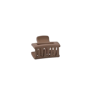 Mini pince à cheveux carrée évidée marron mocha mat 2,5cm pour coiffage de femmes
