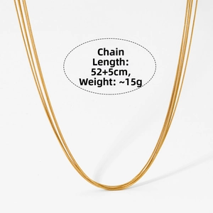 Detail view of multi-layered gold snake chain necklace with 52+5cm length and 15g weight