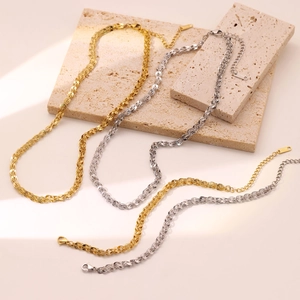Minimalist Braided Wheat Chain Necklace And Bracelet For Women Stainless Steel Jewelry Fashion Niche Design Accessory