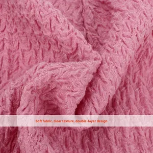 Rosafarbene Slouch-Beanie mit weicher doppellagiger Waffelstruktur für Damen