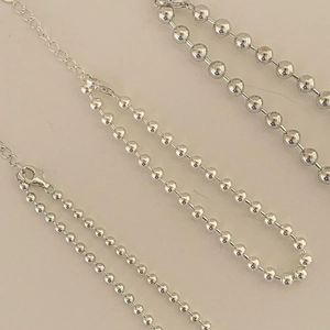 Minimalist S925 sterling silver 2mm bead ball chain bracelet with lobster clasp