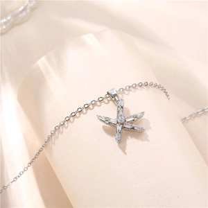 Starfish pendant necklace with sparkling cubic zirconia on a delicate silver chain